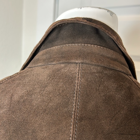 Diane Firsten Italian suede/leather chocolate brown coat. Size S - Picture 5 of 9
